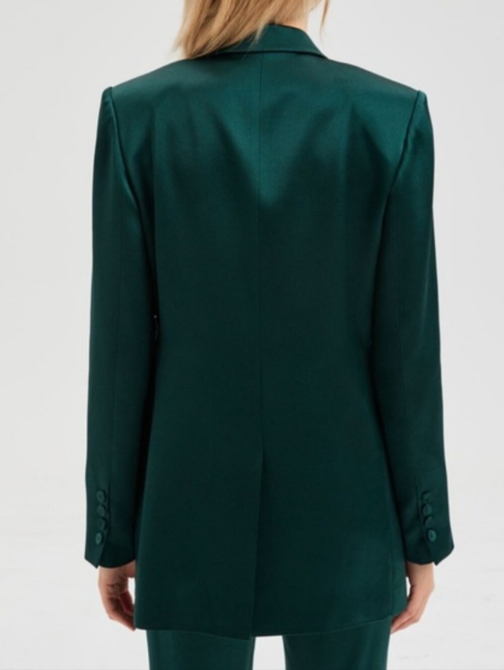 Tie-Waist Emerald Green Women's Blazer Jacket - Picture 7 of 9